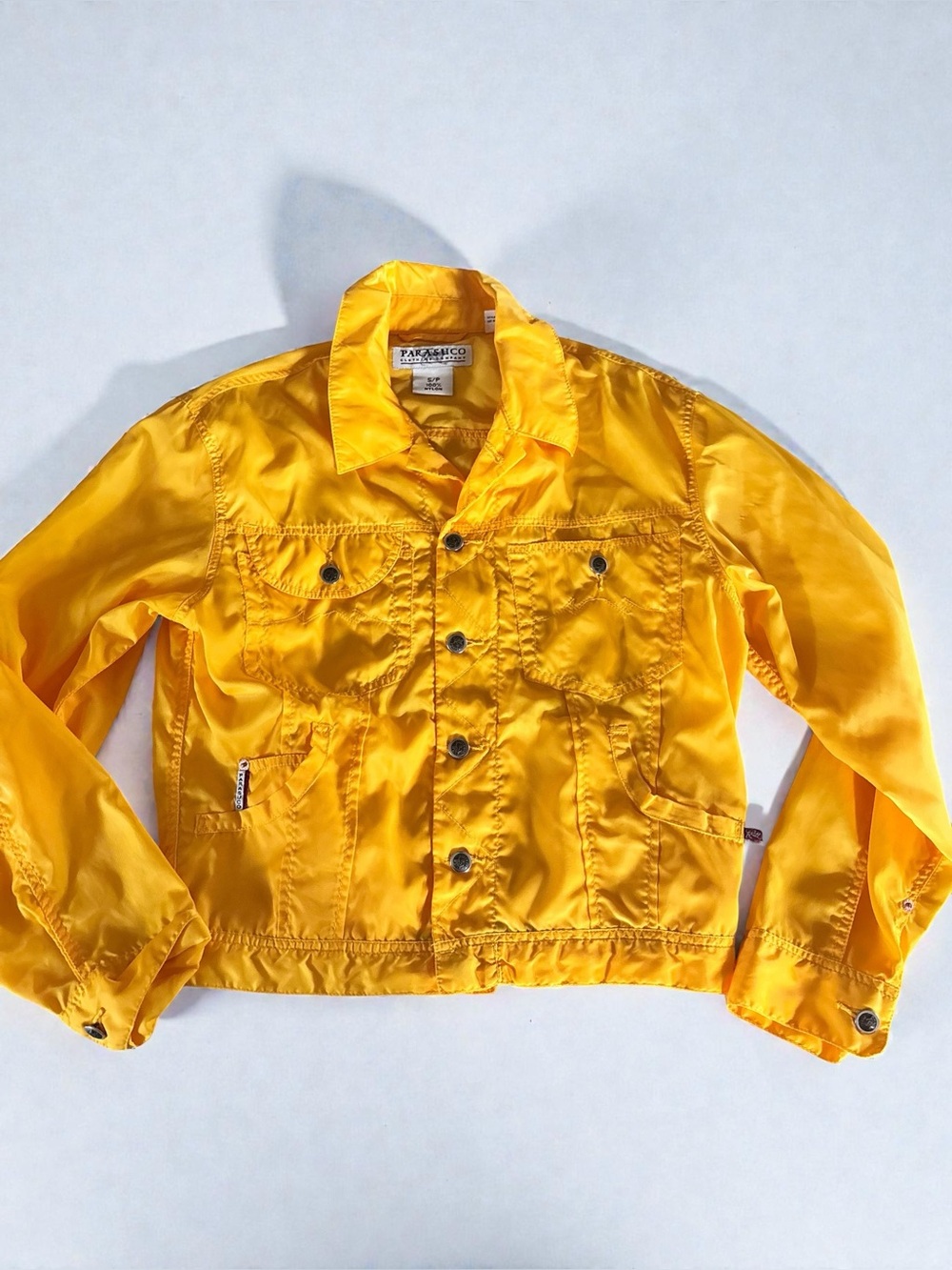 Parasuco Yellow Nylon Jacket Y2K Trucker Style Women Small